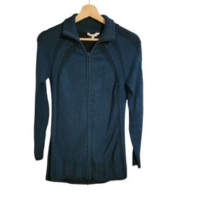 Indigenous Green Organic Cotton Zip Up Sweater